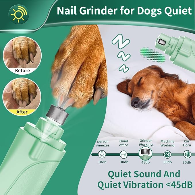 Dog Nail Clippers &amp; Cat Nail Clipper with Catcher, 2 in 1 Dog Nail Trimmers &amp; Grinder with Light for Large Small Dogs Cats,Silent Groom Pro Claw Trimmer, Rechargeable Dogs Nails Grinder Quiet