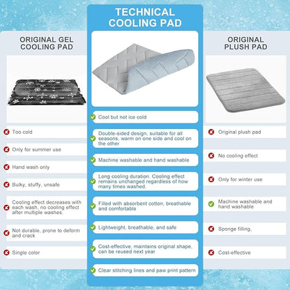 BEAUTYZOO Dog Cooling Mat for Medium Dogs, 36"x23" Cooling Dog Bed Washable, Foldable Cat Ice Cool Pad for Summer, Reversible Pet Freeze Cushion Blanket for Kennel Cage Sofa Bed Floor Car Seat, Grey M