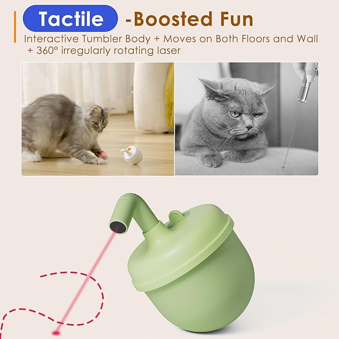 Automatic Laser Cat Interactive Toy, Self-Balancing 360° Auto-Spin Laser Pointer with Catnip Hole, Triple-Sensory – Kitten Sight, Smell &amp; Touch, Boredom Relief Toy for Indoor Adult Cat (white)