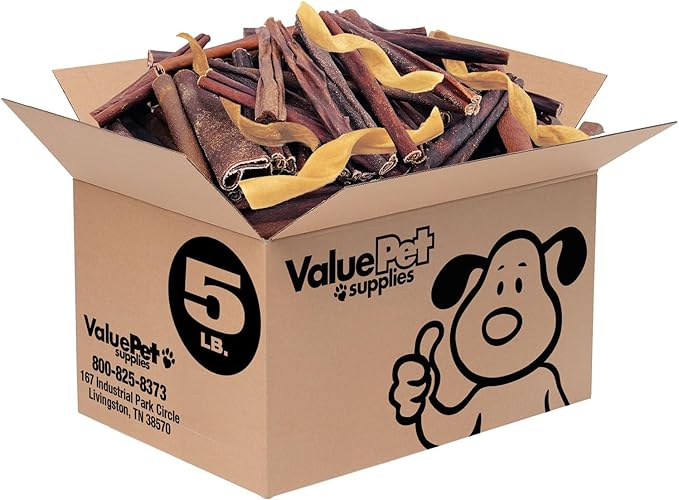 ValueBull Collagen Sticks for Dogs, Varied Shape &amp; Size Chews, Natural Long-Lasting Dog Treats, 5 Pound Bulk Pack - Supports Joints, Skin &amp; Coat with Chondroitin &amp; Glucosamine