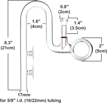 Glass Lily Pipe Spin Outflow with Surface Skimmer for Aquarium Planted Tank (17mm for 16/22mm (5/8&
