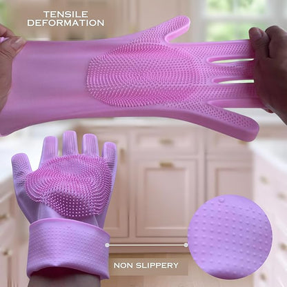 Grooming Gloves for Cats &amp; Dogs - Pet Hair Removal Glove, Silicone Brush for Dog or Cat Washing, Puppy Bath Supplies for Shedding Cleaning Bathing &amp; Massage, Fur Remover Mitt, Shower Shampoo Scrub