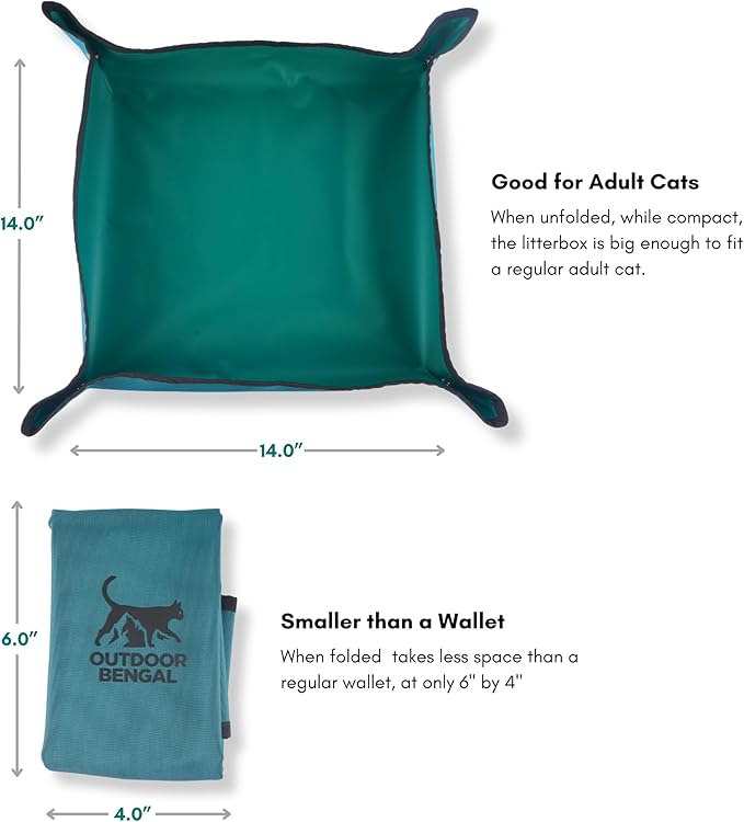 Travel Litter Box for Cats Small &amp; Foldable - Non-Stick Portable Litter Box for Cat Traveling, No-Mess, Collapsible Litterbox (Essentials Traveling with Cats by Car, Plane, and Camping)