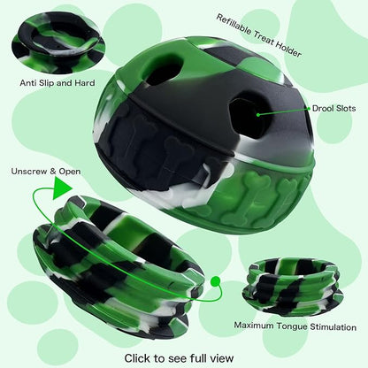 Interactive Dog Licking Toy - Freezable Fillable, Slow Feeding Puzzle Ball, Relieves Boredom and Stimulates Intelligence - This Interactive Dog Toy is Suitable for Small and Medium Breed