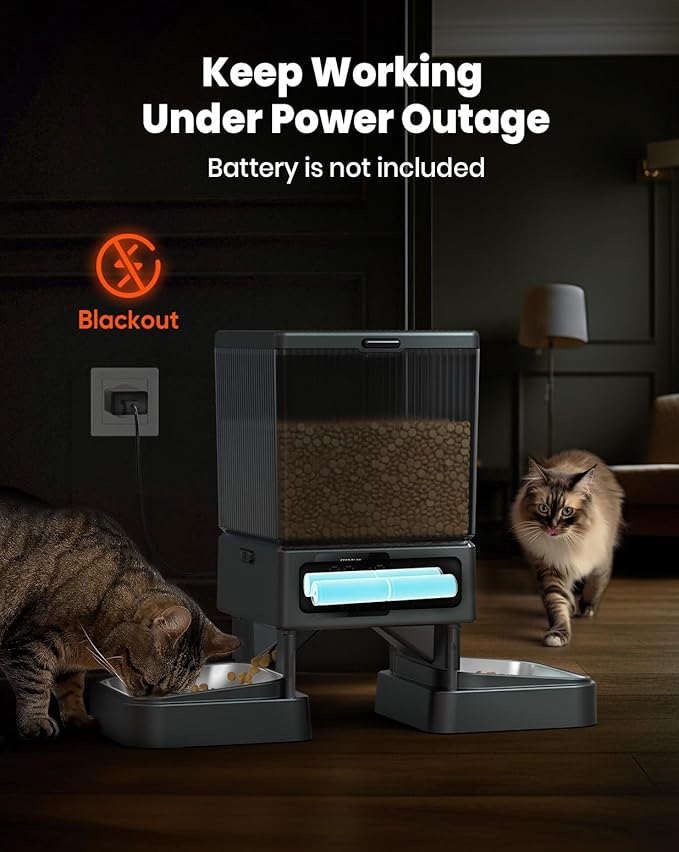 oneisall Automatic Cat Feeder for 2 Cats, 20 Cups/5L Automatic Cat Food Dispenser for Small Pets Indoor, Timed Cat Feeder for Dry Food