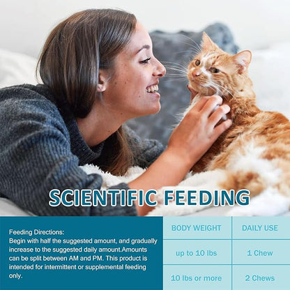 Cat Calming Treats - 100 Count Salmon Chews with Organic Chamomile &amp; Ginger, Stress Relief Supplement for Separation Anxiety, Vet Visits &amp; Thunderstorms (Salmon)