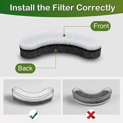 Cat Water Fountain Filter,Arc-Shaped Sponge Activated Carbon Cat Fountain Filters Replacement Filter Compatible WF050 &amp; WF100 Automatic Pet Water Fountain(6 Pack)