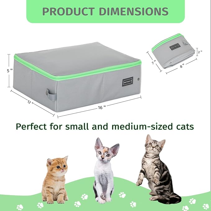 PETSFIT Travel &amp; Portable Cat Litter Box - Leak-Proof, Waterproof Bottom, Collapsible Litter Boxes Perfect for Hotel/Lawn/Car Travel