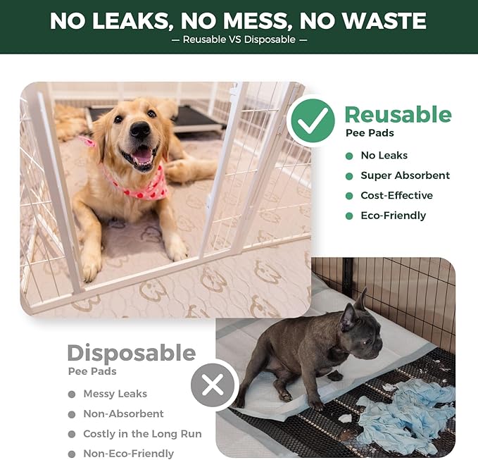 FXW Washable Pee Pads for Dogs, Puppy Pads with Super Absorbent, Specifically Designed for FXW Rollick/Homeplus 32/40/45inch 6 Panels Dog Playpen, 35" Hexagon, Khaki, 1 Pack