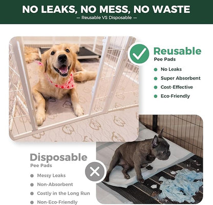 FXW Washable Pee Pads for Dogs, Puppy Pads with Super Absorbent, Specifically Designed for FXW Rollick/Homeplus 32/40/45inch 6 Panels Dog Playpen, 35" Hexagon, Khaki, 1 Pack