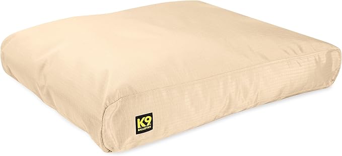K9 Ballistics Tough Rectangle Pillow Medium Dog Bed - Removable Cover, Washable, Durable &amp; Water Resistant Dog Bed Made for Medium Dogs 33" x 27", Sandstone