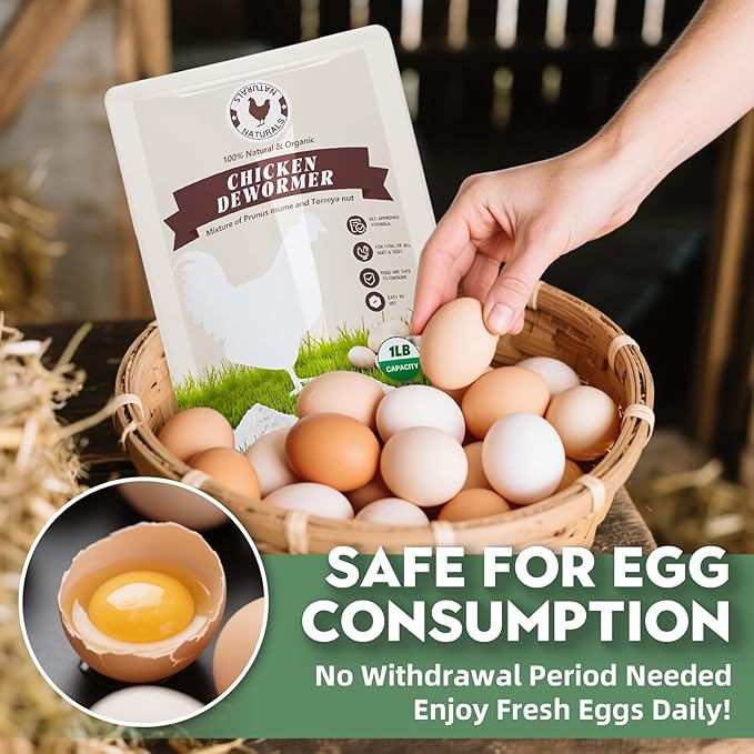 Chicken Dewormer Powder, All-Natural Health Formula, 1LB Pouch,Safe for Eggs, Effective for All Ages &amp; Sizes, Chicken Wormer, Poultry Medicine Supplies (1, Pounds)