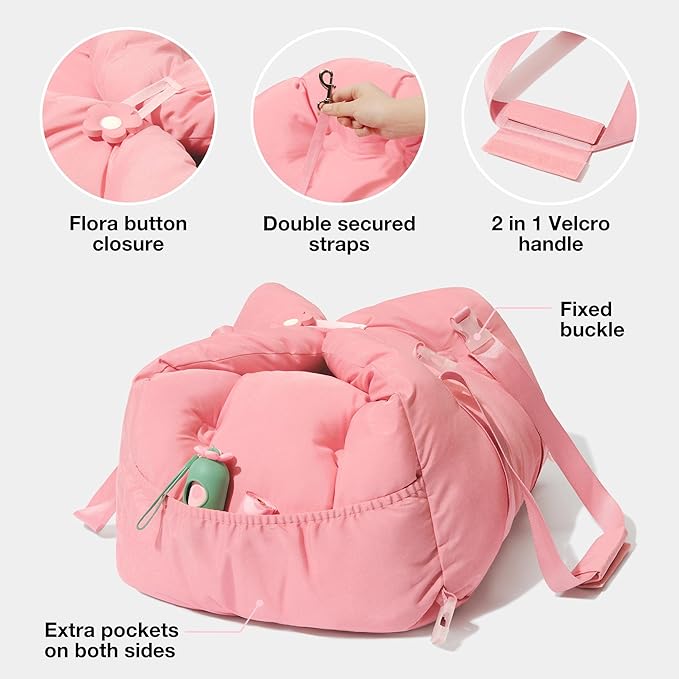 VETRESKA Dog Carrier Dog Car Seat for Small Dogs - Washable Cat Carrier Portable Puppy Bed for Car Seat of Easy Installation Pet Travel Carrier Bed with Storage Pocket &amp; Safety Clip-On Leas