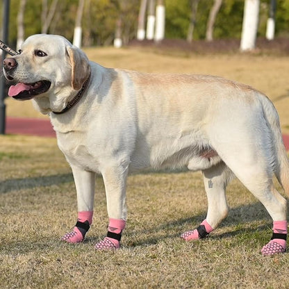 KOOLTAIL Dog Socks for Hot Pavement, Summer Breathable Dog Socks to Prevent Licking Paws, Non Slip Pet Boots &amp; Paw Protectors for Hardwood Floor,Grippy Shoes for Small Medium Large Senior Dogs,Pink XL