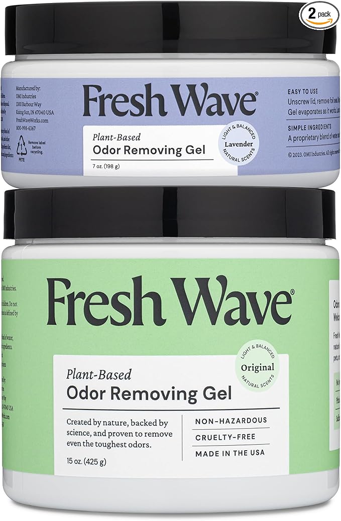 Fresh Wave Odor Removing Gel, Original 15 oz. &amp; Lavender 7 oz.| Safer Odor Absorbers for Home | Natural Plant-Based Odor Eliminator | Every 7 oz. Lasts 15-30 Days | for Cooking, Trash &amp; Pets