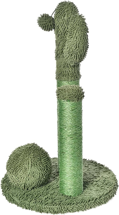 Amazon Basics Cat Scratcher - Indoor Cactus Triple Posts Cat &amp; Kittens Scratching Post with Dangling Ball, Large (27"H) - Green