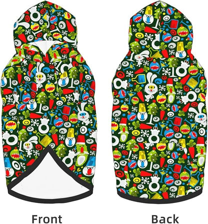Christmas Green Monster Hoodie,Christmas Cosplay Dog Clothes with Pocket and Hat Winter Clothes Sweaters Medium