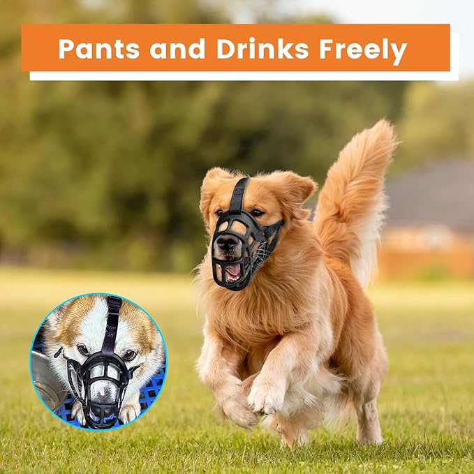 Dog Muzzle – Lightweight Breathable Basket Muzzle, Anti-Biting &amp; Chewing, Adjustable Fit for Small, Medium &amp; Large Dogs(Size 3)