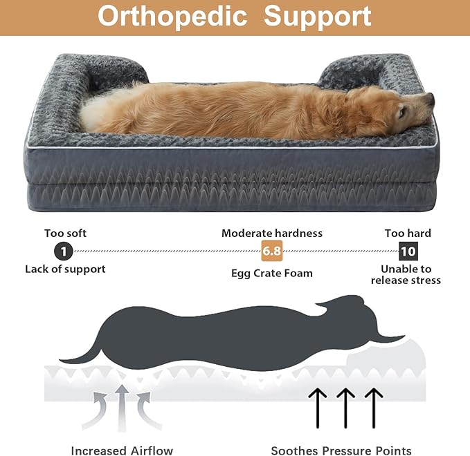 WNPETHOME Dog Beds for Large Sized Dogs, Washable Orthopedic Dog Couch Sofa Bed with Waterproof Lining &amp; Non-Skid Bottom for Pet Sleeping