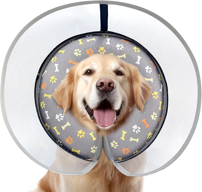 Dog Cone Collar with Enhanced Anti-Licking, Inflatable Dog Cone After Surgery, Adjustable Size with Soft Padding for Small Medium Large Dogs - S
