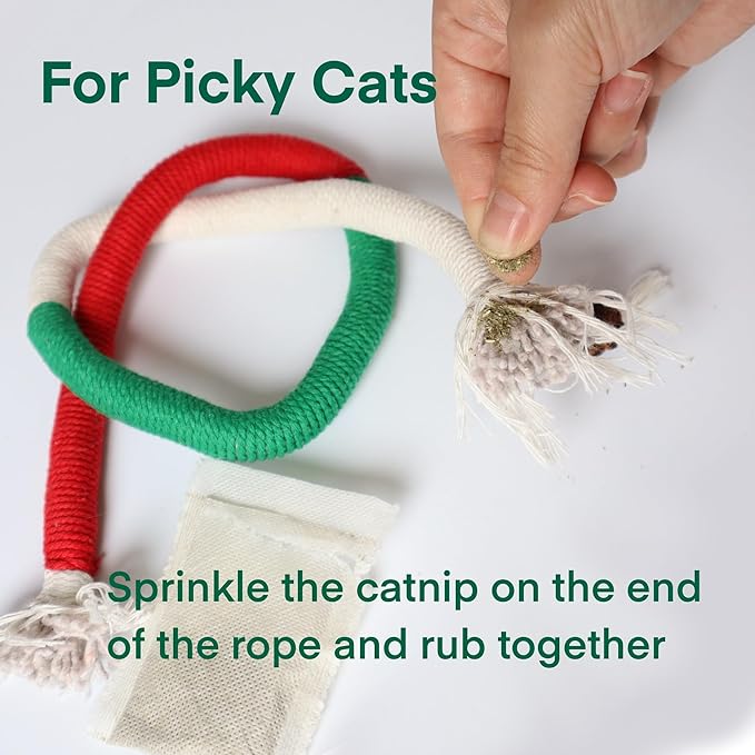 Kittens Toys，Cat Chew Toys for Indoor Cats, Catnip Toy for Teeth Cleaning, Interactive Cat Nip Teething Rope Toys for Cats Kitty, 2 Pack (27.56&amp;7.87 inches，Plus 2 Packs of Catnip)