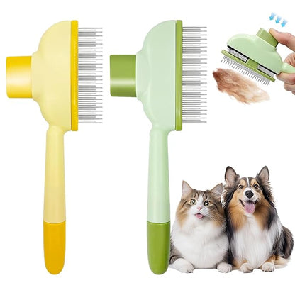 Flea Combs for Cats and Dogs with Release Button,Long &amp; Short Stainless Steel Teeth for Deshedding, Fine Tooth Pet Brushes for Grooming Pet Hair Removal for Long and Short Hair 2 Pack