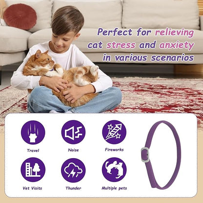 Calming Collar for Cats - 4 Pack, Adjustable Size, Efficiently Reduces Anxiety &amp; Stress for 30 Days, Safe Cat Pheromone Collars, Calming Cat Collar