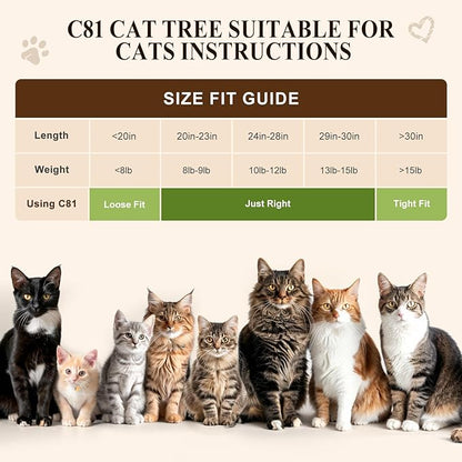 Globlazer Artistic Curved Cat Tower for Small Cats (Under 12 lbs), 81-inch Slim Design Cat Tree with Space-Saving Design, Indoor Cat Condo with Hammock &amp; Tunnel, C81, Dark Gray, Non-Large Cats