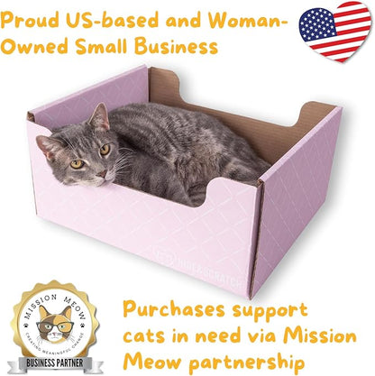 HIDE &amp; SCRATCH Cat Scratcher Box and Cat Bed with Refillable Double-Sided Cardboard Scratch Pad for Indoor Cats