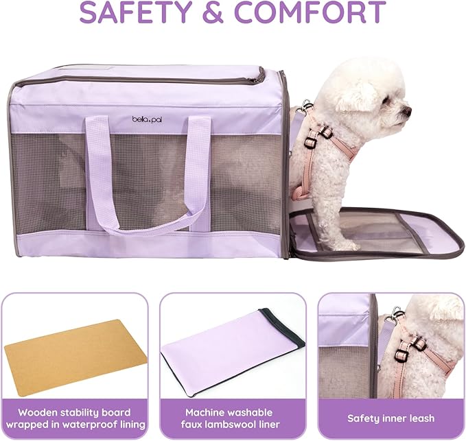 BELLA &amp; PAL Cat Carrier Travel Bag, Airline Approved Lightweight Cat Carrier, Soft Sided Pet Carrier for Puppy Dogs Up to 18lbs, Collapsible Kitten Bag with Removable Waterproof Mat, Ventilated Mesh