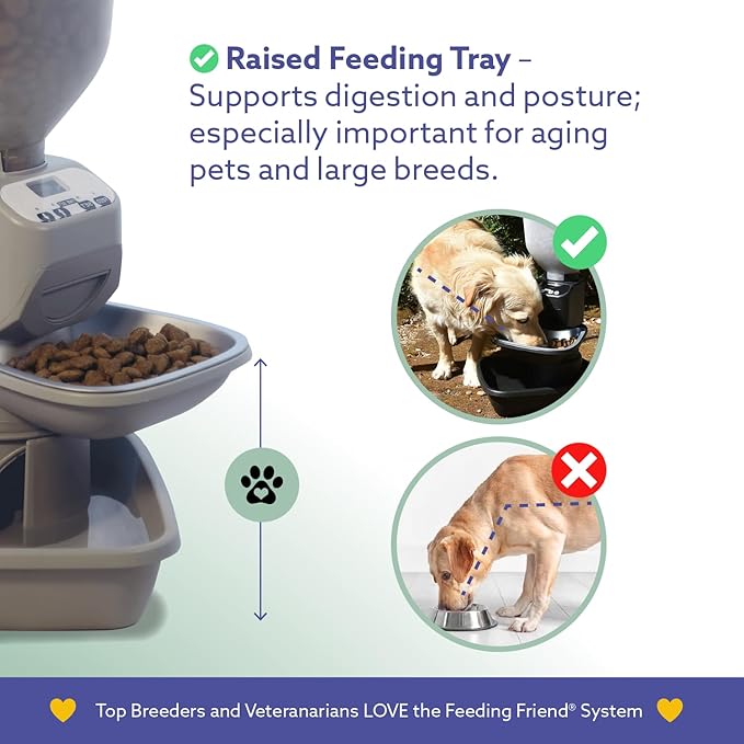 Automatic Dog &amp; Cat Food Feeder with Water Dispenser – Smart Pet Feeder with Portion Control, OLED Display, Anti Jam Design, Battery Operated Dispenser for Small Pets - Taupe