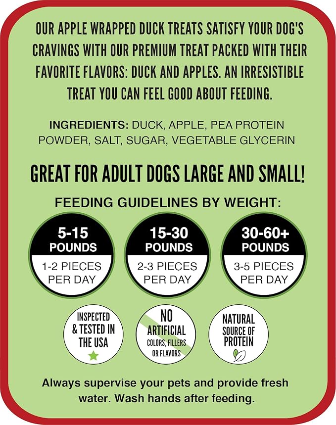 Hubert Pet Gourmet Duck Wrapped Apple Bites: Healthy &amp; Natural Training Snacks, Ideal for All Dog Sizes, Low Fat, High-Protein, 2.5 lbs Super Value Pack