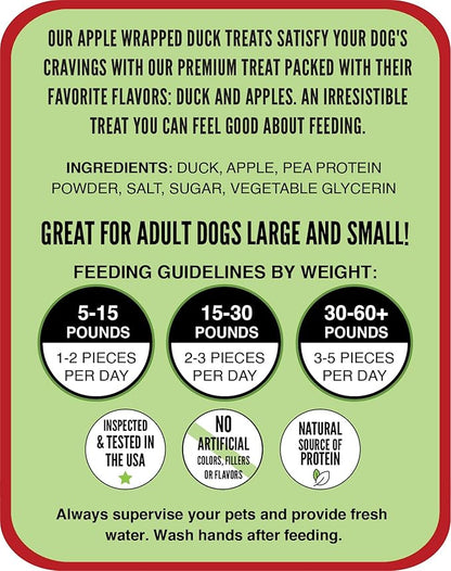 Hubert Pet Gourmet Duck Wrapped Apple Bites: Healthy &amp; Natural Training Snacks, Ideal for All Dog Sizes, Low Fat, High-Protein, 2.5 lbs Super Value Pack