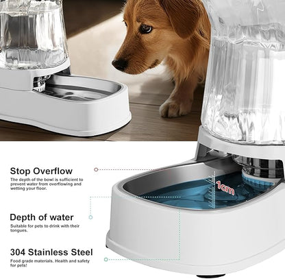 Gardner Pet Automatic Dog Water Dispenser Gravity Stainless Steel Water Waterer Feeder, 100% BPA-Free Large Capacity Water Feeding Bowls for Medium &amp; Large-Sized Dogs Cats Other Pets -(1 Gallon)