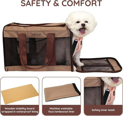 BELLA &amp; PAL Cat Carrier Travel Bag, Airline Approved Lightweight Cat Carrier, Soft Sided Pet Carrier for Puppy Dogs Up to 18lbs, Collapsible Kitten Bag with Removable Waterproof Mat, Ventilated Mesh