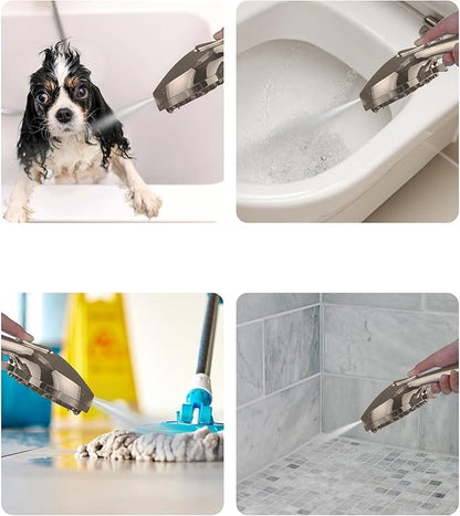 High Pressure Shower head with Handheld 7 Modes, Built-in Power Wash to Clear Tub. Tile &amp; Pets, 5” High Flow Hand Held Rain Showerhead with Stainless Steel Hose and Adjustable Bracket- Brush Nickel