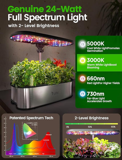 LetPot LPH-SE Hydroponics Growing System, 12 Pods Smart Herb Garden Kit Indoor, Indoor Garden, APP &amp; WiFi Controlled, with 24W Growing LED, 5.5L Water Tank, Pump System, Automatic Timer