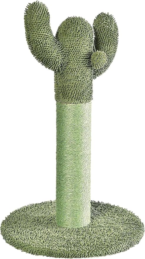 Amazon Basics Cat Scratcher - Indoor Cactus Single Cat &amp; Kittens Scratching Post with Dangling Ball, Medium (25.6"H) - Green