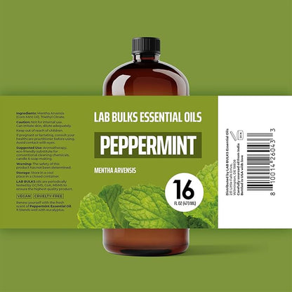 Peppermint Essential Oil, 16 oz Bottle for Diffusers, House Cleaning, Candles, 1 Pack, Aromatherapy Oil
