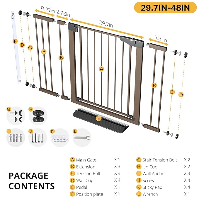 Cumbor 29.7-48" Baby Gate for Stairs, Mom&