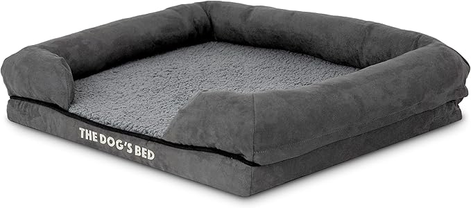 The Dog’s Bed, Small Plush Grey, Memory Foam, Pain Relief: Arthritis, Hip &amp; Elbow Dysplasia, Post Surgery, Lameness, Supportive, Calming, Waterproof Washable Cover, Veterinary Approved