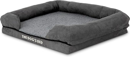 The Dog’s Bed, Small Plush Grey, Memory Foam, Pain Relief: Arthritis, Hip &amp; Elbow Dysplasia, Post Surgery, Lameness, Supportive, Calming, Waterproof Washable Cover, Veterinary Approved