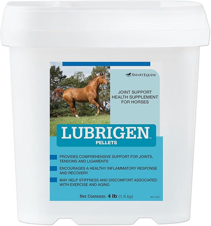 Uckele by SmartEquine Lubrigen Pellets | Advanced Joint Supplement with Glucosamine, Chondroitin | Horse Supplement for Mobility &amp; Connective Tissue Health | 4 lb Bucket