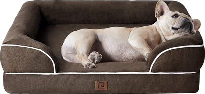 EHEYCIGA Orthopedic Dog Beds for Extra Large Dogs 44x32Inch, Waterproof Memory Foam XL Pet Bed with Sides, Non-Slip and Egg-Crate Foam Big Dog Couch Bed with Washable Removable Cover, Grey