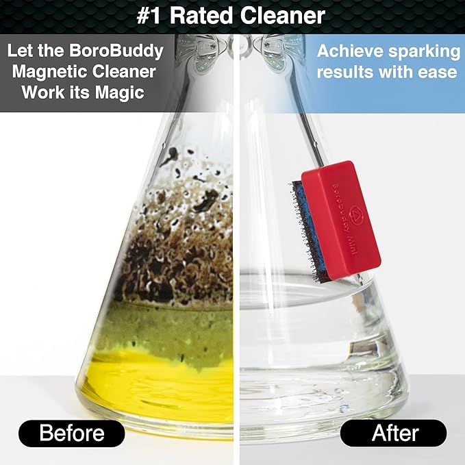 Magnetic Glass Cleaner BoroBuddy | Glass Pieces, Bottles, Vases | Compact Design for Tighter Spaces &amp; Smaller Glass Pieces | Double Sided | Red