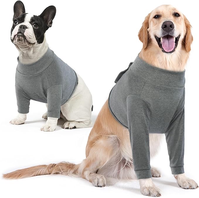 IDOMIK Dog Recovery Suit, Dog Surgery Recovery Suit Front Legs, Comfy Joint Leg Sleeves After Surgery, Elbow Braces Protector for Leg Injuries &amp; Joint Pain, Cone Collar Alternatives,Grey,S
