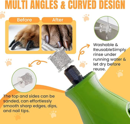 CAELUM 2Pack Diamond-Coated Pet Nail Grinder Bits, Dual Grit for Large &amp; Small Dogs, 1/8” Shank for Dremel Nail Tools, Low Noise, Durable Nail Trimmer for Dogs, Top &amp; Side Grinding