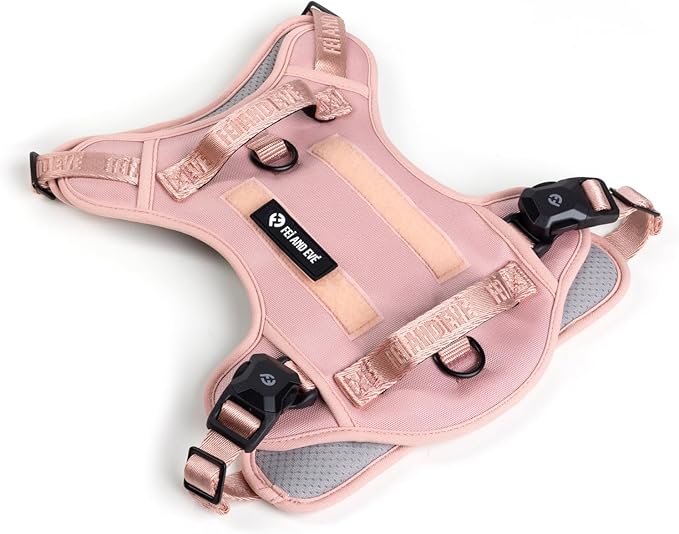2025 New Edition, Fei &amp; Eve MagEase Dog Harness - 3-Second Magnetic Buckles | 3-Point No-Pull Control | Heavy-Duty 900D Nylon | Dual Safety Handles | Breathable Mesh | Adjustable Fit | Small, Pink