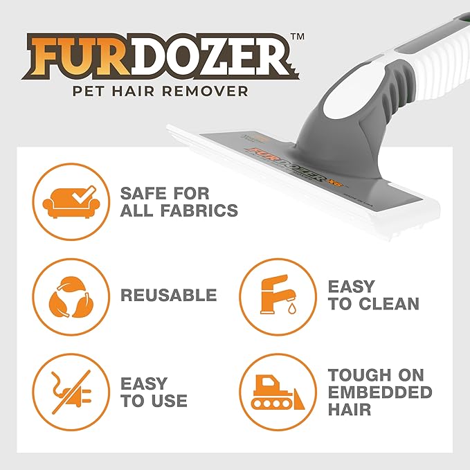 FurDozer X6 &amp; X3 Bundle - Pet Hair Removal Tool &amp; Car Detailing Dog Hair Remover for Carpet, Car, Couch, Bedding, &amp; Furniture - Reusable Pet Fur Remover &amp; Carpet Scraper for Animal Fur &amp; Lint, Grey