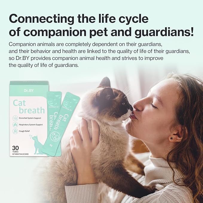 Dr.by Cat Breath Bronchial Supplements Cat Sneezing Treatment Asthma Cold Cough Nose Relief Respiratory&amp;Immune Support with TF-343-30 lickable Formula Individually Packaged, Chicken (1 Pack (8.5OZ))
